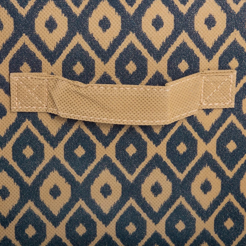 Nautical Blue Nonwoven Ikat Polyester Square Cube Set