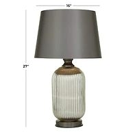 Grey Glass Modern Accent Lamp, 16" x 16" x 27"