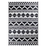 Black & White Aztec Design Rectangular Outdoor Area Rug, 4ft. x 6ft.