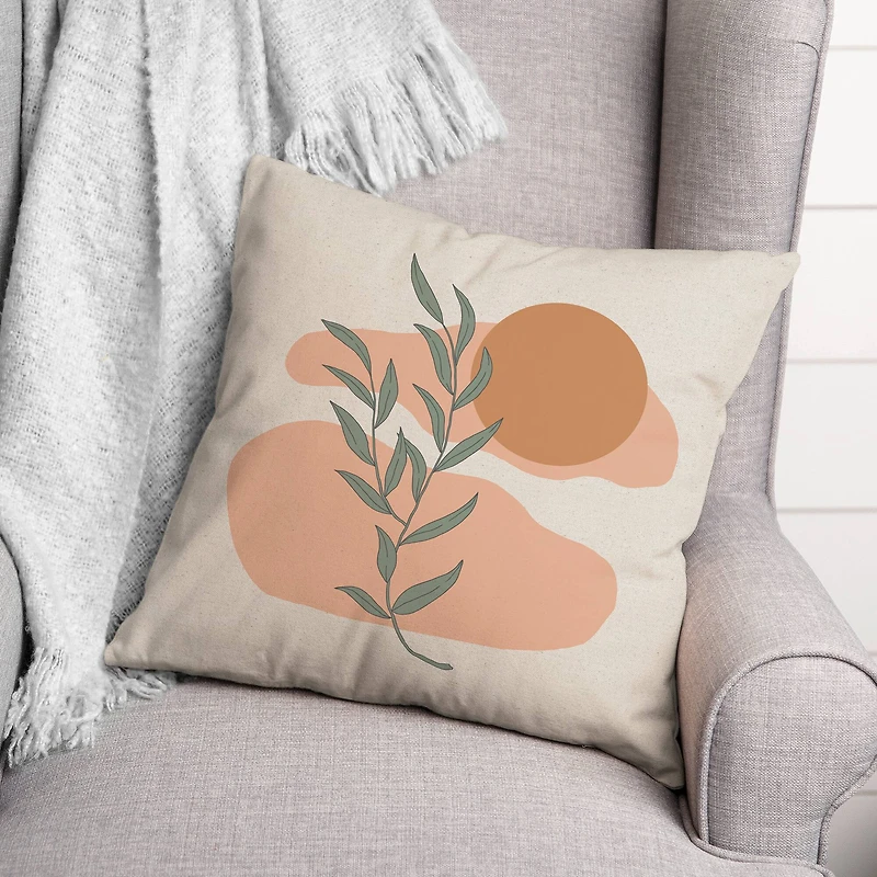 Simple Sun and Leaves 18" x 18" Throw Pillow
