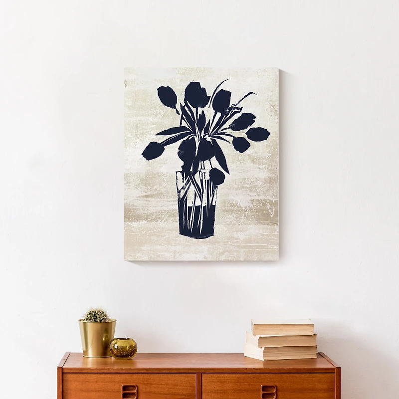 Navy Flower Vase 16" x 20" Canvas Wall Art
