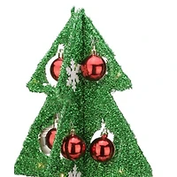 2.25ft. Pre-Lit Green & Red Tinsel Christmas Tree with LED Lights