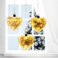 Glitzhome® 26" LED Glass Heart Wall Décor, Set Of 3