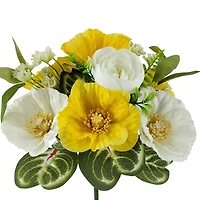 13" Yellow & White Poppy & Ranunculus Bush by Ashland®