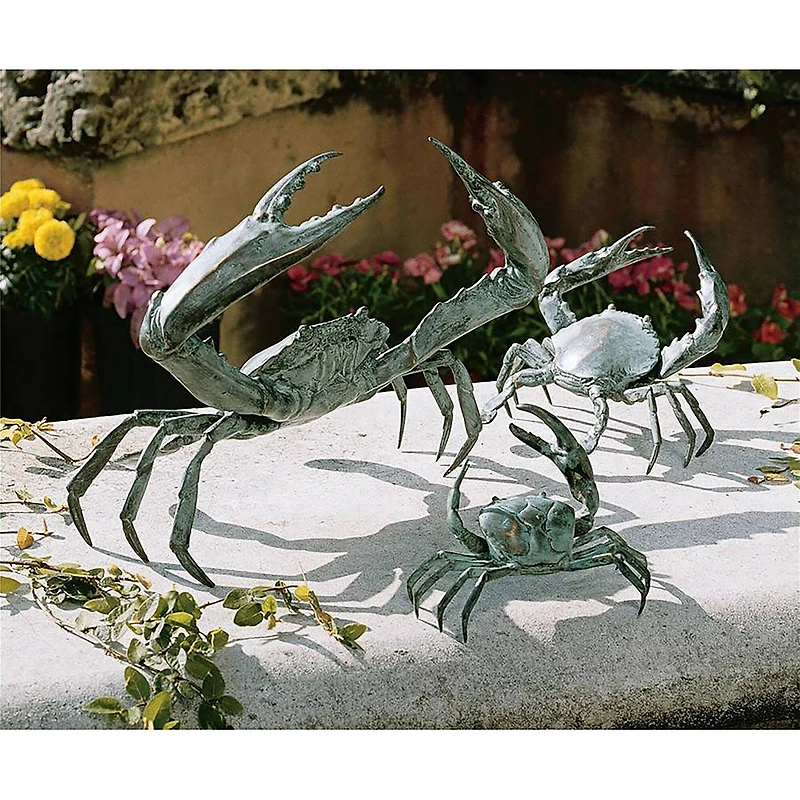 Design Toscano Bronze Crab Sculpture Set