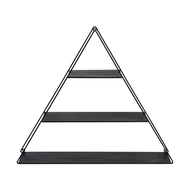 Honey Can Do 28" Black Three-Tier Triangle Decorative Metal Wall Shelf