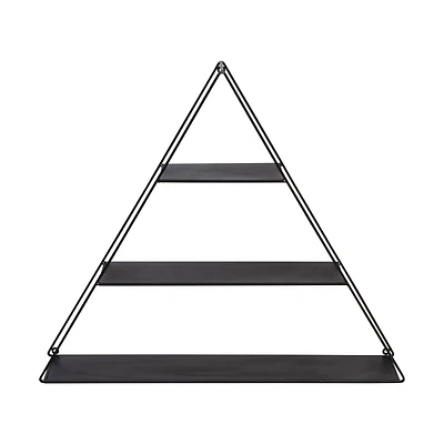 Honey Can Do 28" Black Three-Tier Triangle Decorative Metal Wall Shelf
