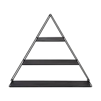 Honey Can Do 28" Black Three-Tier Triangle Decorative Metal Wall Shelf