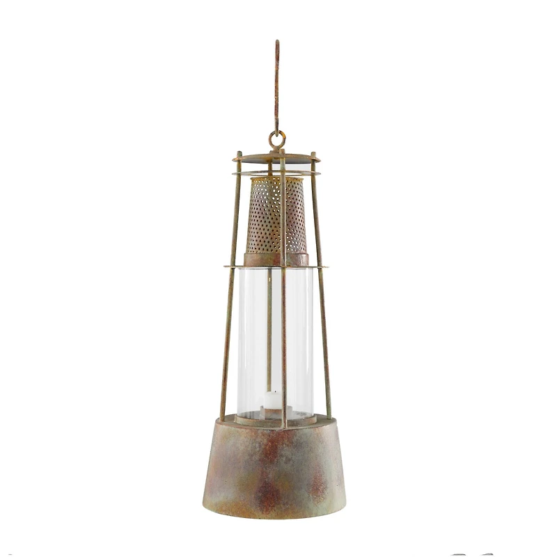 Brown Metal Rustic Lantern, 23" x 9" x 9"