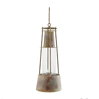 Brown Metal Rustic Lantern, 23" x 9" x 9"