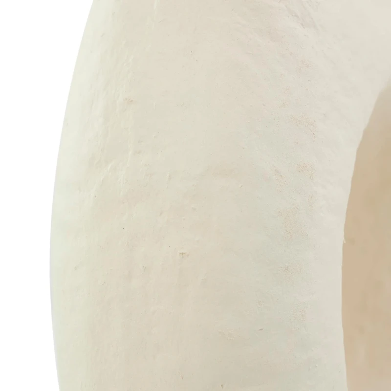 14" Beige Paper Mache Abstract Double Opening Vase