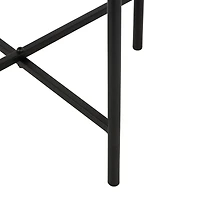 19.75" Beige Marble Accent Table with Black Metal Support