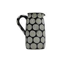 Hello Honey® 9" Black & Natural Decorative Terra Cotta Pitcher with Wax Relief Dots