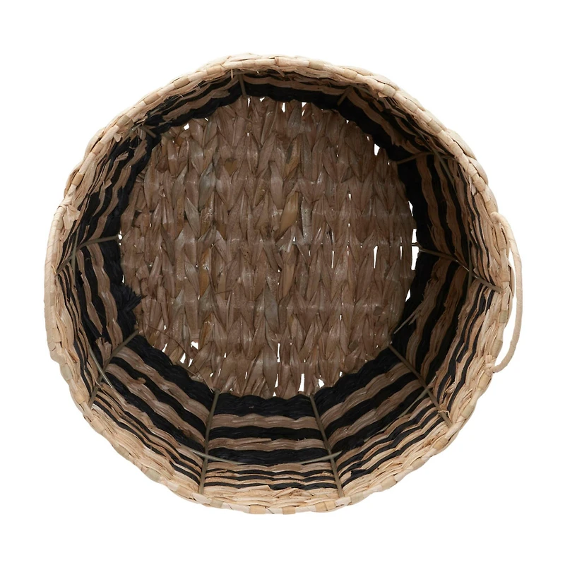 Household Essentials 18" Black & Natural Cattail & Paper Banded Basket