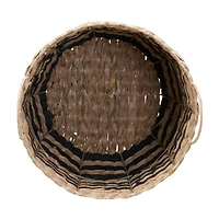 Household Essentials 18" Black & Natural Cattail & Paper Banded Basket