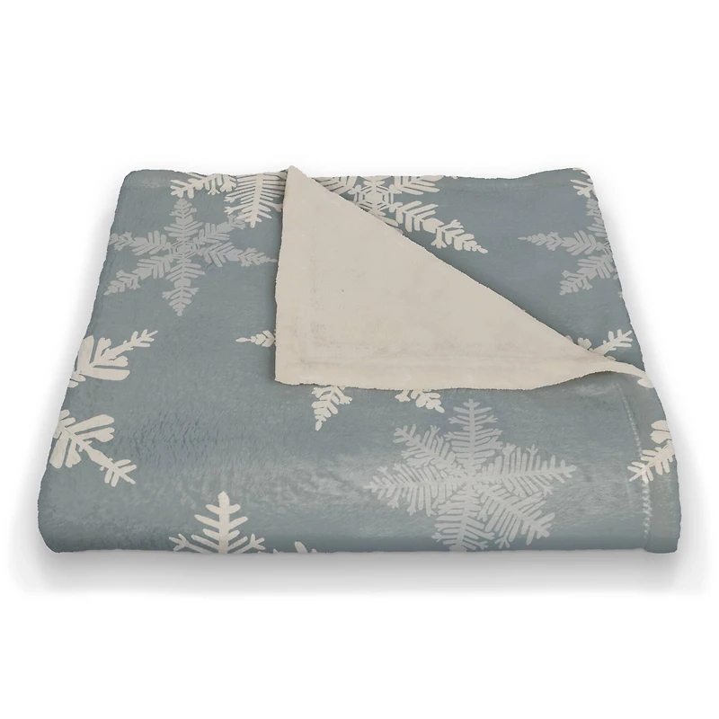 Blue Snowflake Pattern 50" x 60" Coral Fleece Blanket