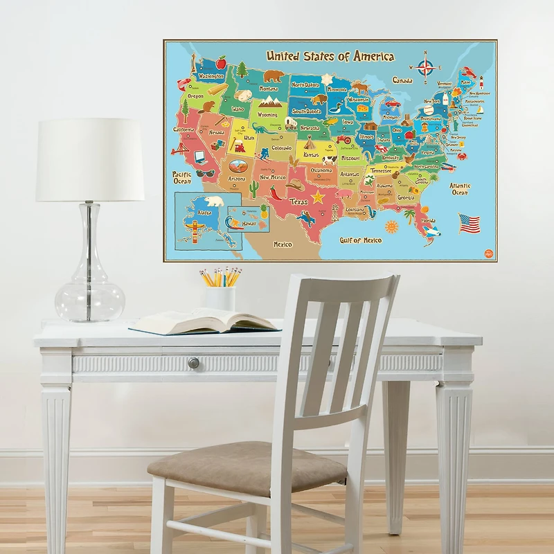Wallpops Kids USA Dry Erase Map Decal