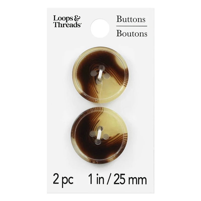 1" Tortoise Buttons, 2ct. by Loops & Threads®