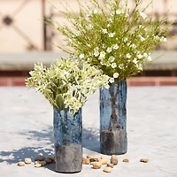 Blue Wavy Glass Vase Set