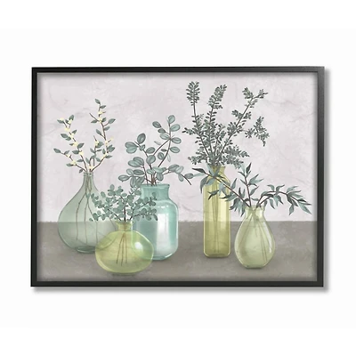 Stupell Industries Plants In Vases Neutral Grey Design Framed Wall Art
