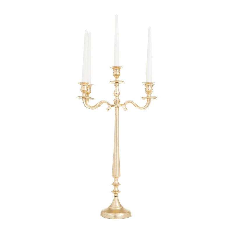 Gold Aluminum Traditional Candelabra, 24" x 13" x 13"