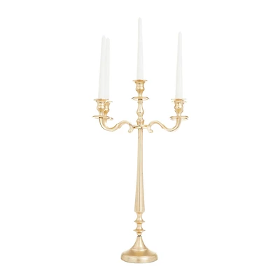 Gold Aluminum Traditional Candelabra, 24" x 13" x 13"