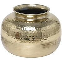 7" Gold Aluminum Brushed Vase with Hammered Top