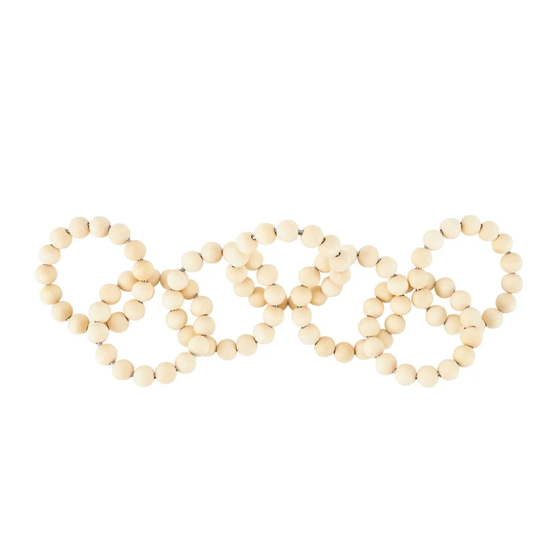 20" Light Brown Wood Chain Beaded 9 Link Sculpture