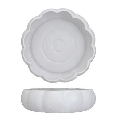 Hello Honey 14" Matte White Stoneware Pumpkin Shaped Serving Bowl