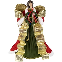 18" Unlit Red and Green Angel with Wreath Christmas Tree Topper