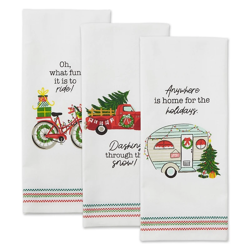 DII® Holidays On Wheels Printed Dishtowel Set