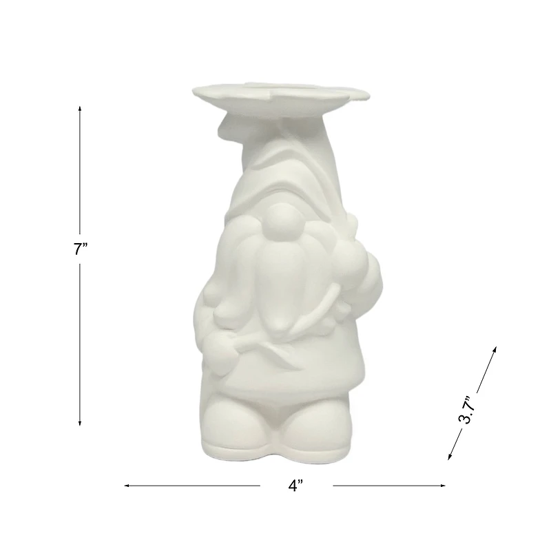 7" DIY Ceramic Gnome with Flower Vase by Make Market®