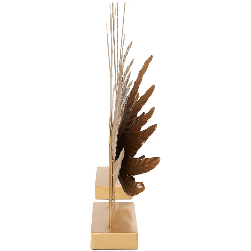 18" Gold Bird Wing Tabletop Sculpture Set