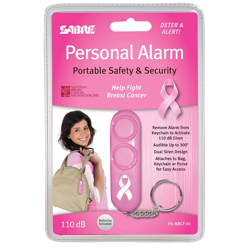 SABRE® Pink NBCF Personal Alarm, 2ct.