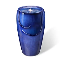 Glitzhome® 20.5" Cobalt Blue LED Ceramic Outdoor Fountain