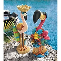 Design Toscano Luau Larry & Flamingo Frank Pink Flamingo Garden Statues Set
