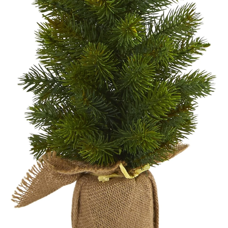 3 Pack 15" Unlit Mini Cypress & Pine Artificial Christmas Trees with Burlap Base