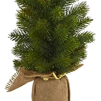3 Pack 15" Unlit Mini Cypress & Pine Artificial Christmas Trees with Burlap Base