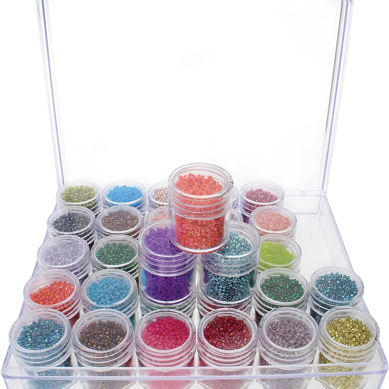 The Beadsmith® 6.5'' x 5.5'' x 1'' Clear Storage Box with Jars