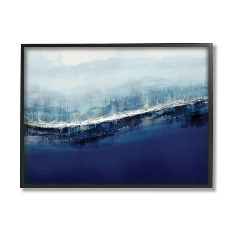 Stupell Industries Abstract Ocean Waves Blue Stormy Sky in Frame Wall Art