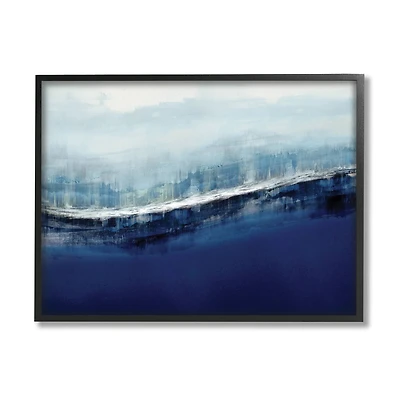 Stupell Industries Abstract Ocean Waves Blue Stormy Sky in Frame Wall Art