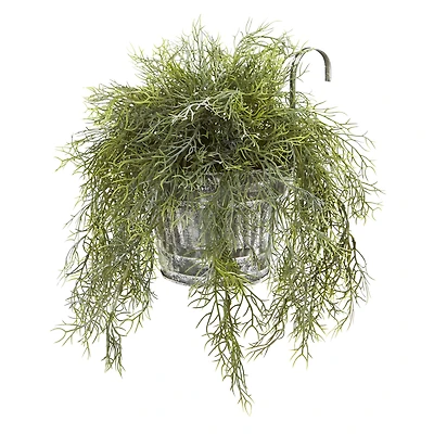 10" Spanish Moss in Vintage Hanging Metal Pail