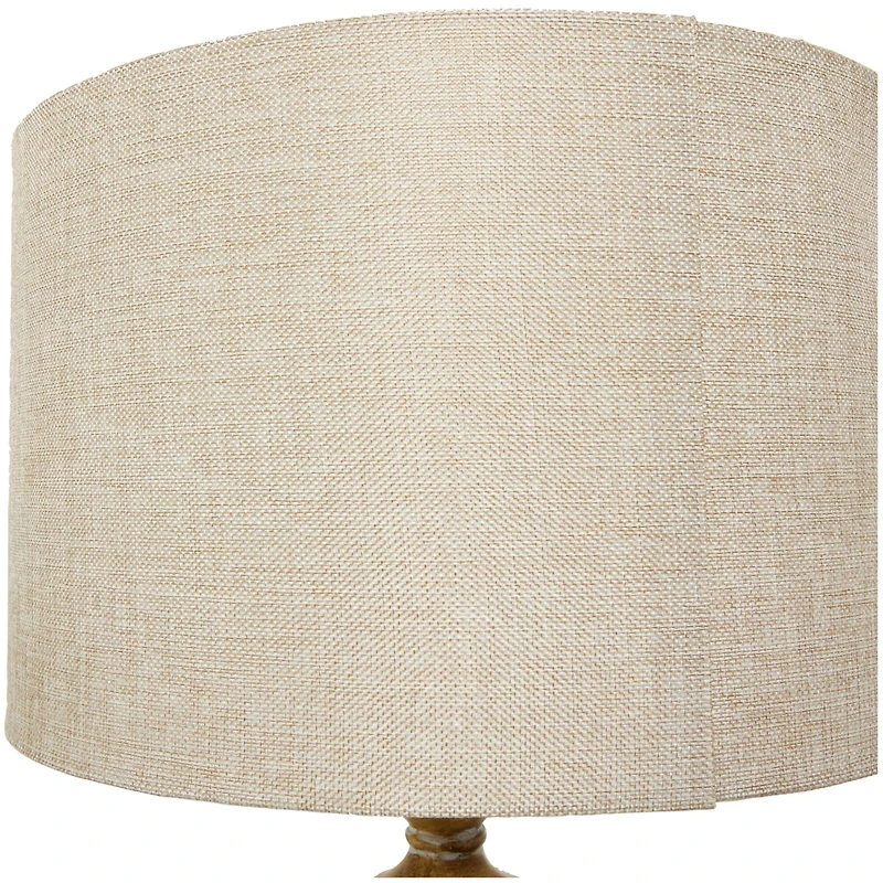 Brown Polystone Turned Style Floor Lamp with Drum Shade 16" x 16" x 60"