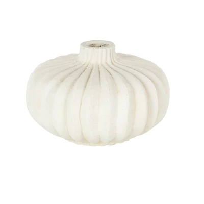 14" White Magnesium Oxide Short Wide Decorative Vase