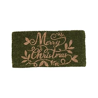Hello Honey® Green Merry Christmas Natural Coir Doormat