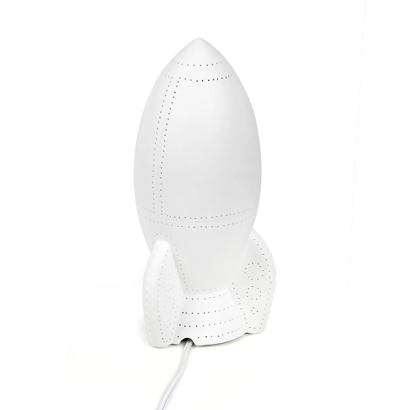 Simple Designs 6" White Porcelain Rocketship Table Lamp