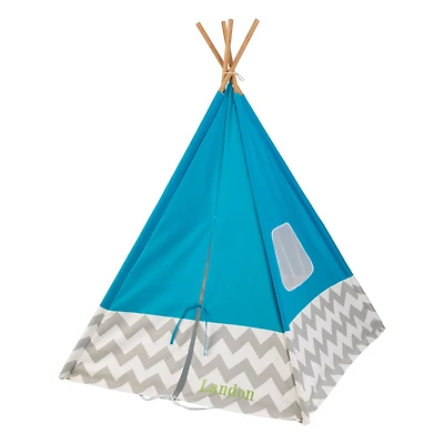 KidKraft Play Teepee, Turquoise & Gray Chevron