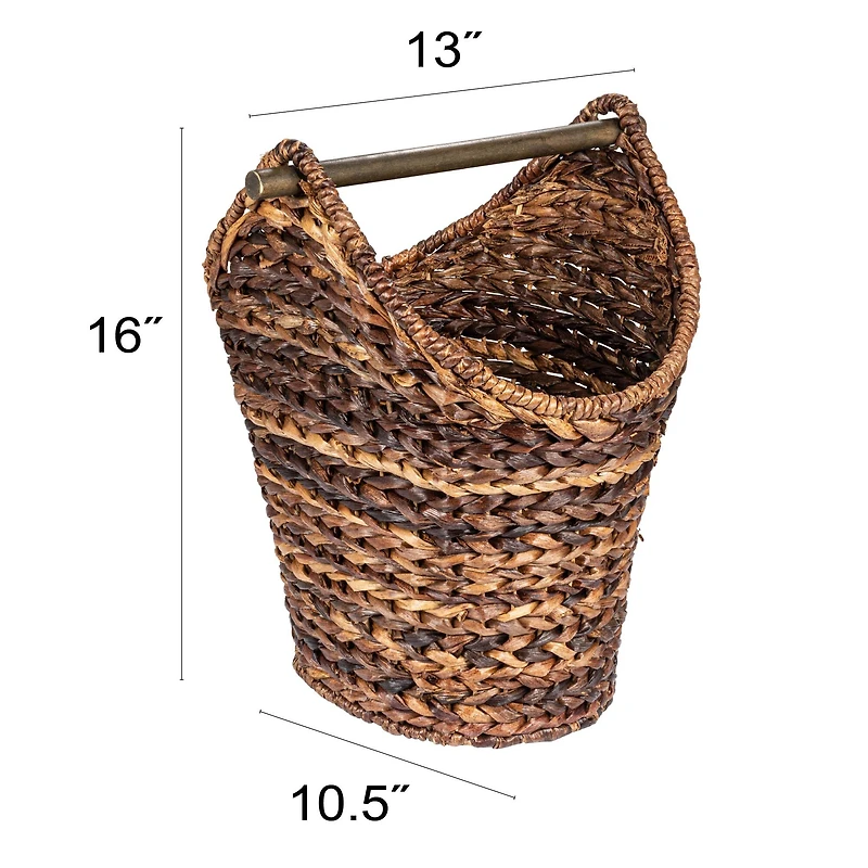 Hello Honey® 16" Bankuan Braided Oval Toilet Paper Basket with Wood Bar