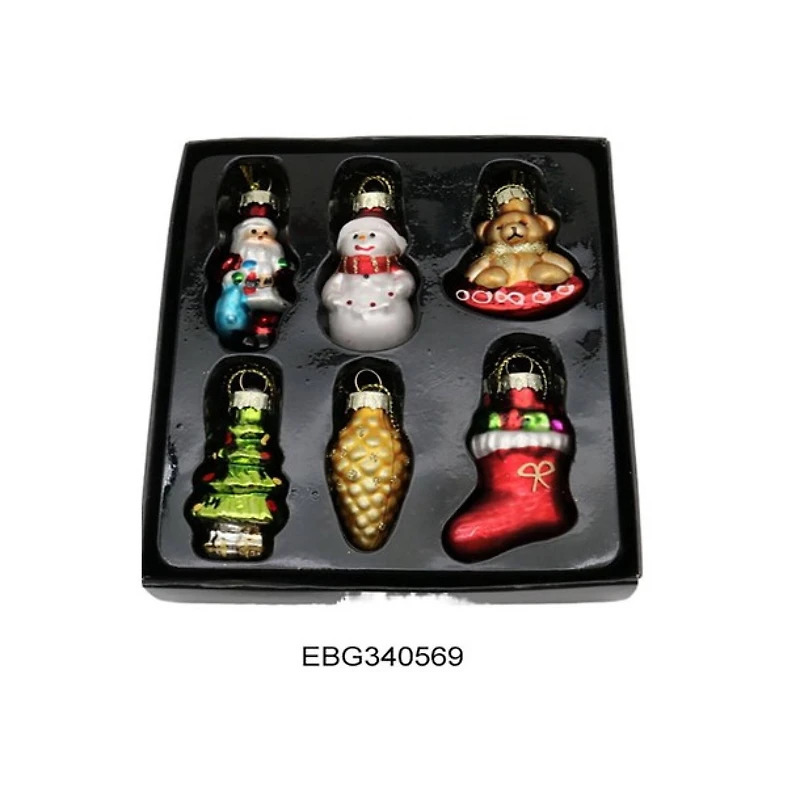 Holiday Favorites Glass Christmas Ornaments - 2.25" - Set of 6