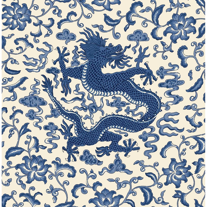 Scalamandre Indigo Chien Dragon Peel & Stick Wallpaper